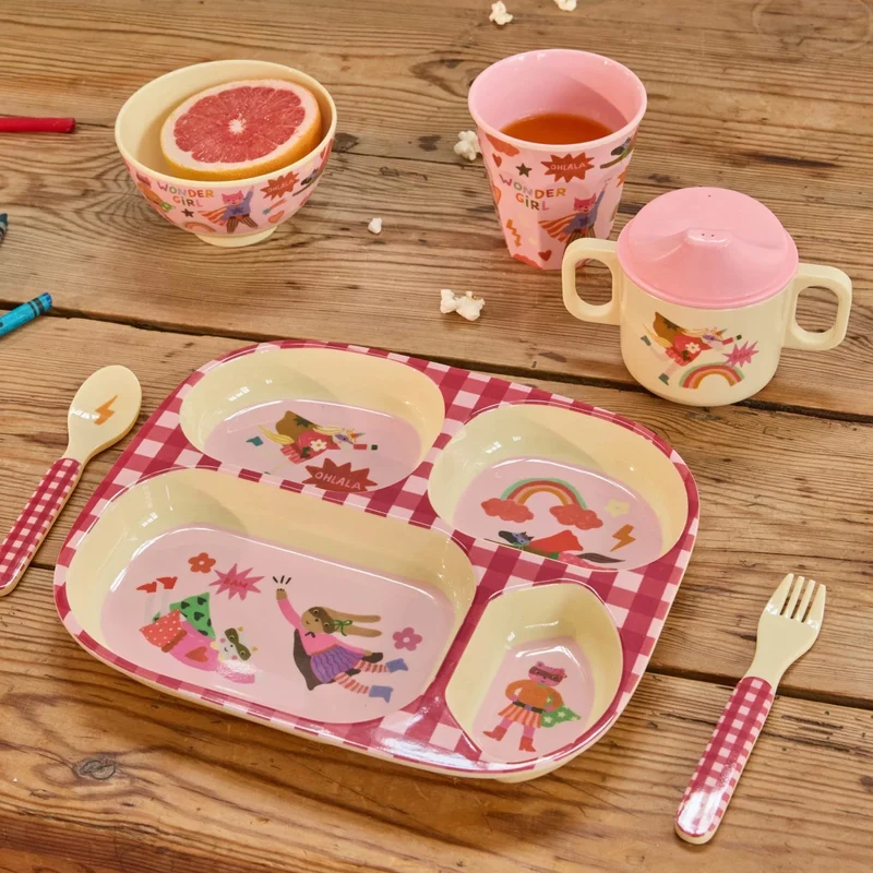 rice Kinderteller 4er Hero Print Pink