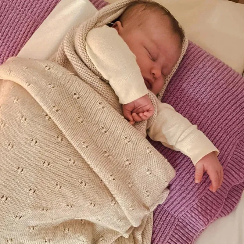 Hvid Babydecke Bibi aus Wolle (Merino)