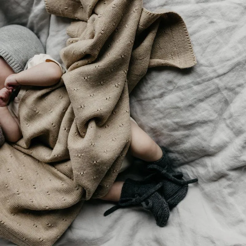 Hvid Babydecke Bibi aus Wolle (Merino)