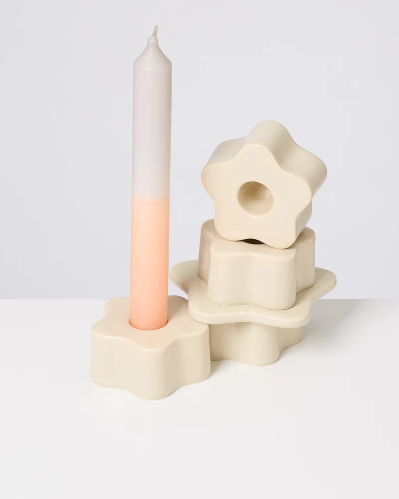 Seia Kerzenhalter flower beige