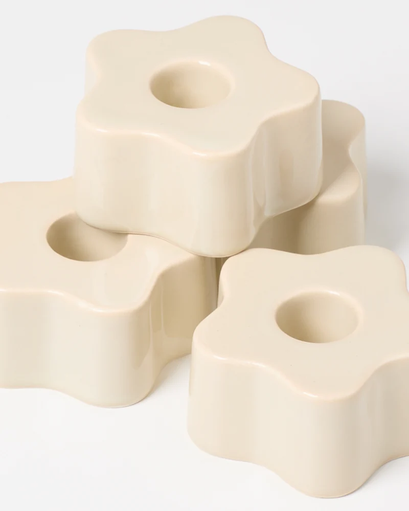 Seia Kerzenhalter flower beige