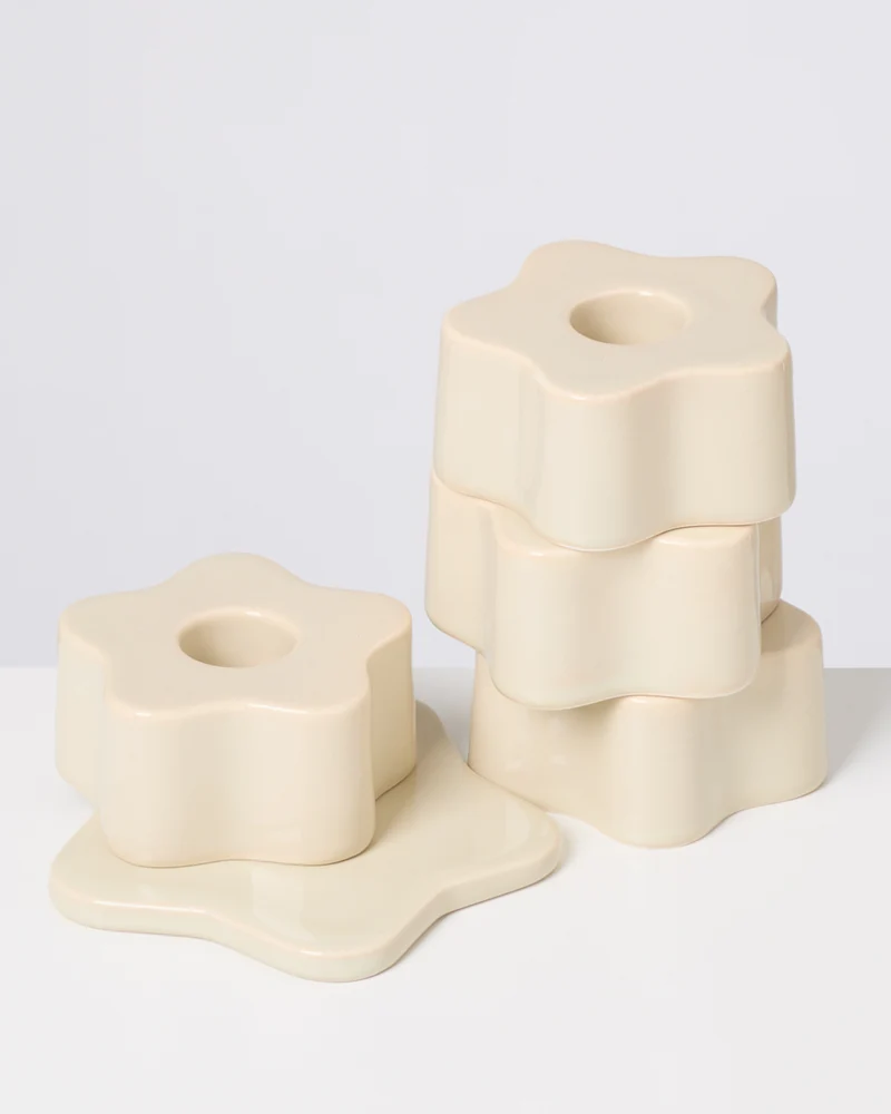 Seia Kerzenhalter flower beige