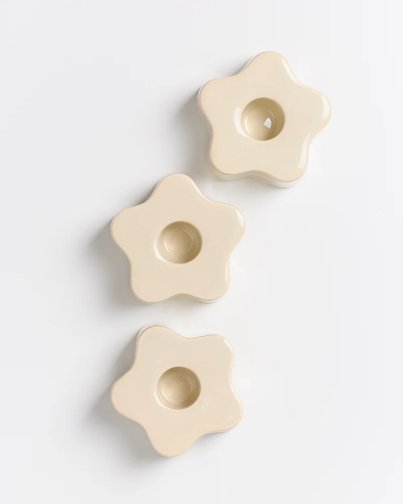 Seia Kerzenhalter flower beige