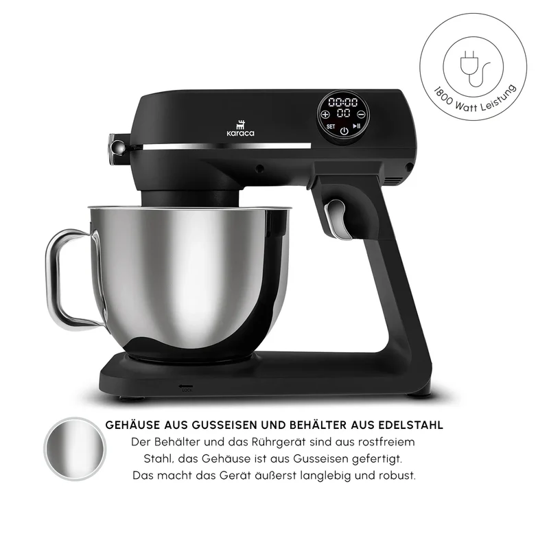 Karaca Multichef Artisan Digitale Anzeige 7 Liter Gusseisen Standmixer Schwarz 1800W