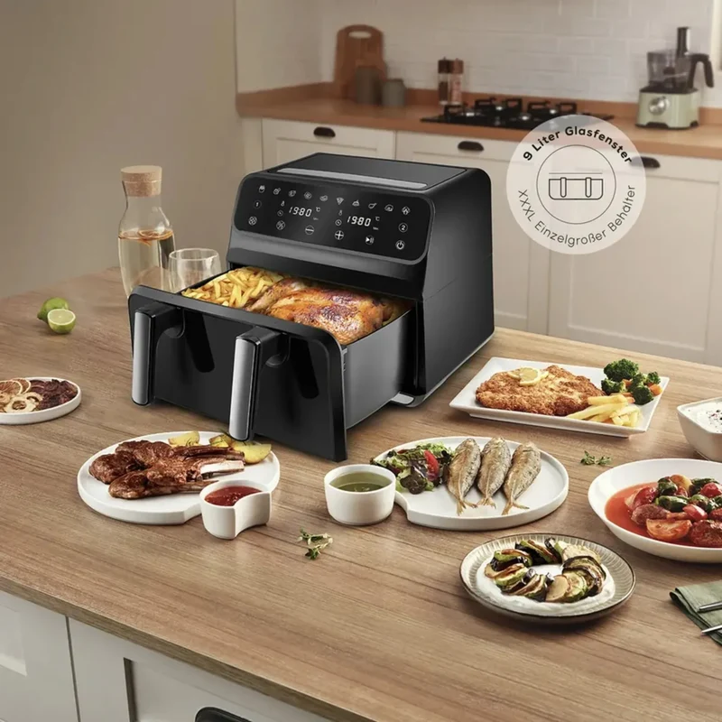 Karaca Multifry XXXL 4+4 Liter digitaler Airfryer mit zwei Kammern