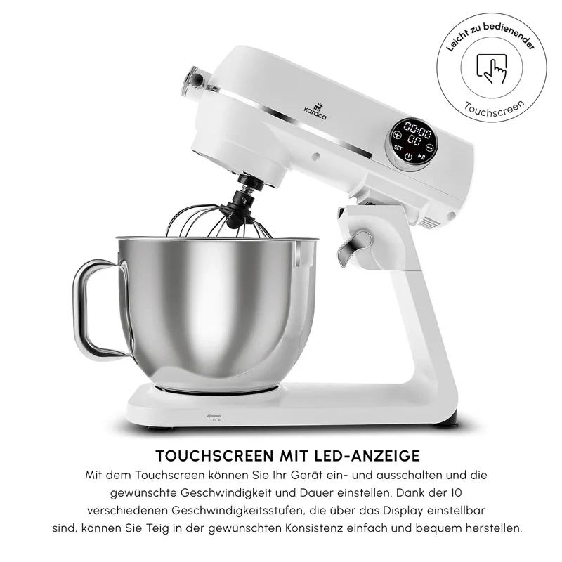 Karaca Multichef Artisan Digitale Anzeige 7 Liter Gusseisen Standmixer Perlweiß 1800W
