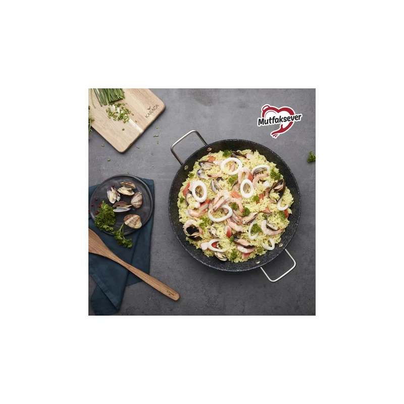 Karaca Love of Kitchen Induktionsbasierter Biogranit Paella Pfanne 28 cm