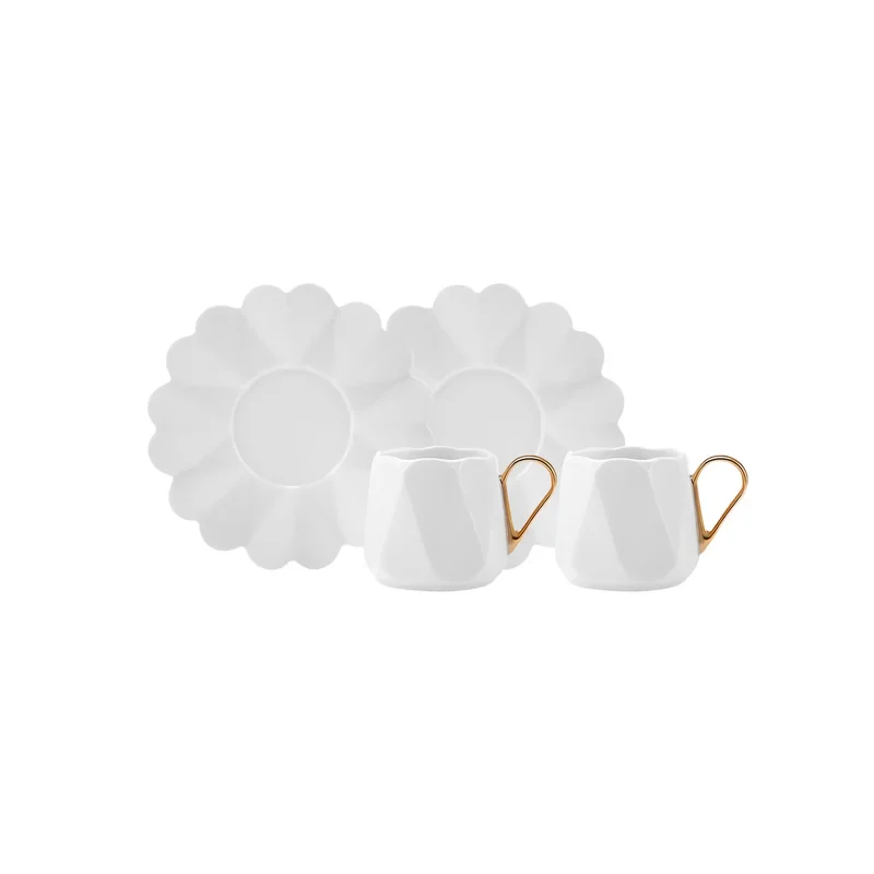 Karaca Peri 6 Personen Kaffeetassen-Set, Porzellan, 80 ml