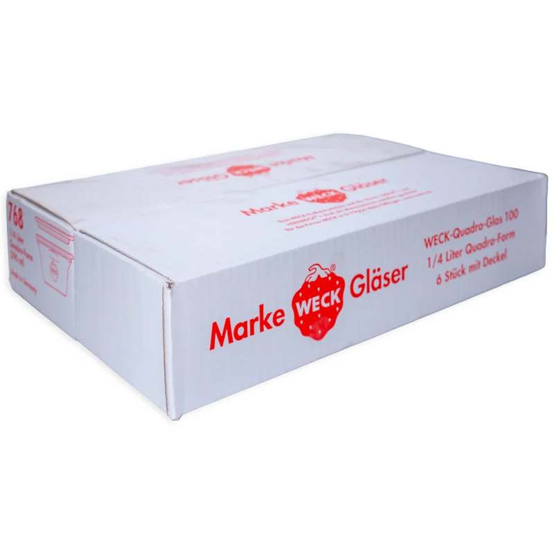WECK-Quadro-Glas 290 ml RR 100 mit Glasdeckel im 6er Karton