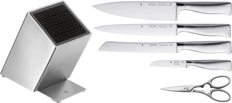 WMF Messerblock Grand Gourmet 6-teilig - Komplett aus Edelstahl - Performance Cut