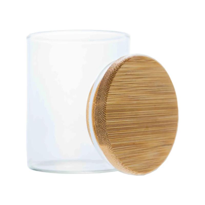 Borosilikatglas - Vorratsglas 250 ml mit Bambusdeckel - hohe Ausführung