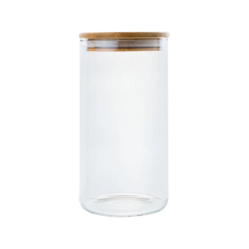Borosilikatglas - Vorratsglas 1100 ml mit Bambusdeckel
