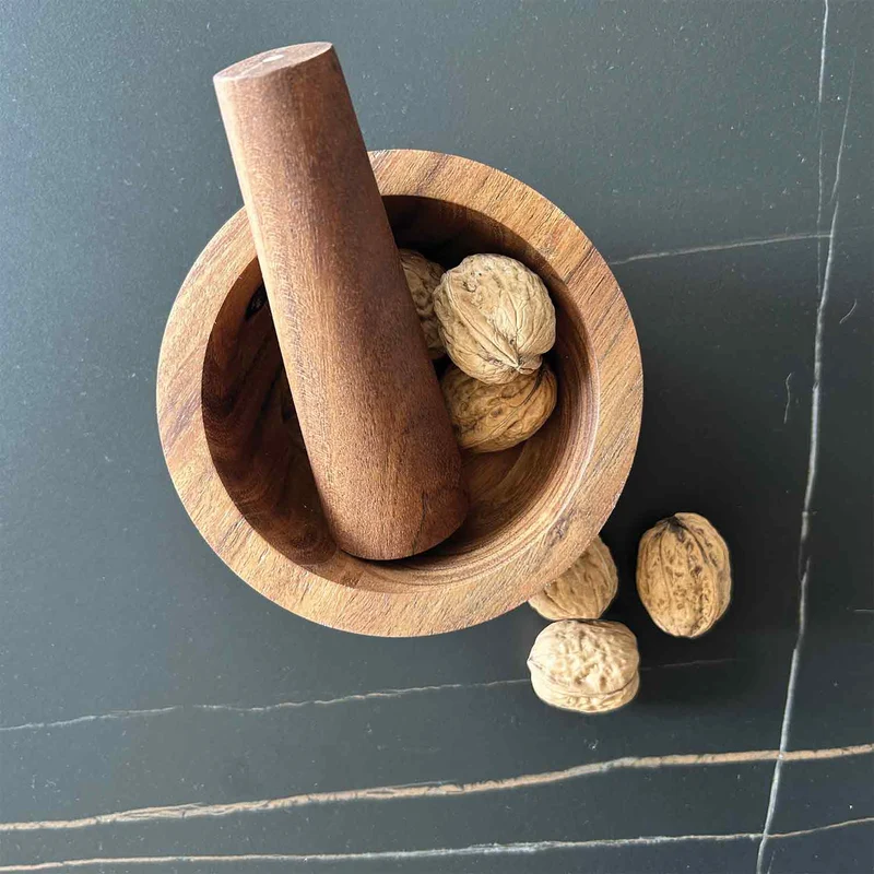 Holzmörser mit Stößel D12 H7cm