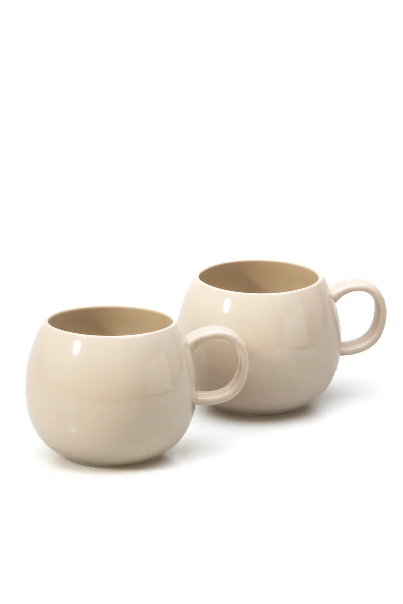 Bondy Beige Große Kaffe Tassen 2er Set