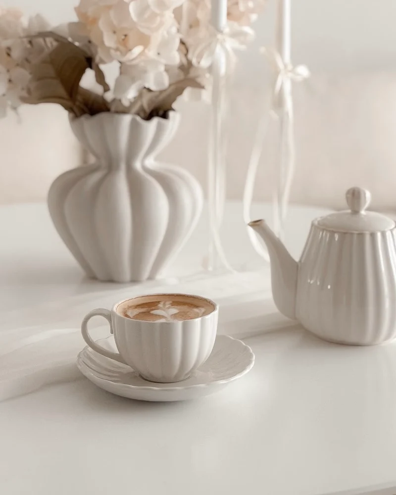 Lotus White Kaffee-Set für 6 Personen