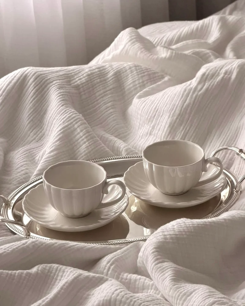 Lotus White Kaffee-Set für 6 Personen