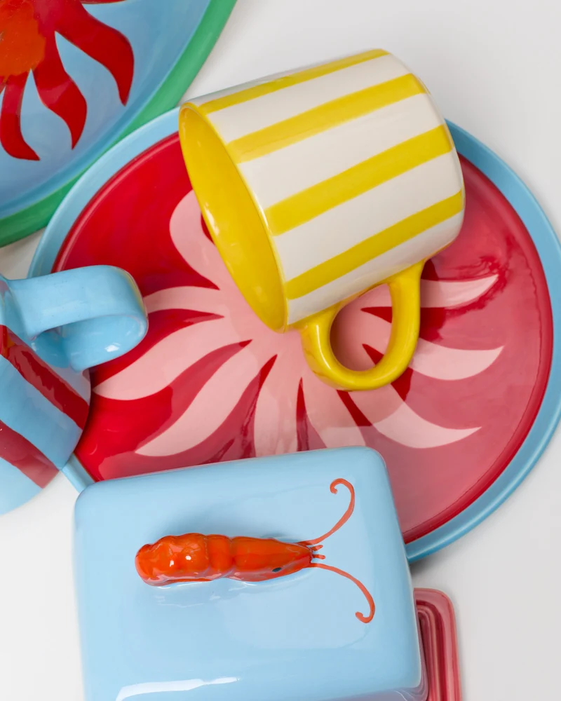 MaM x Isis Maria Geschirr-Set Palm Stripe mix 5-teilig