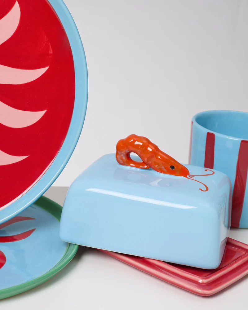 MaM x Isis Maria Geschirr-Set Palm Stripe mix 5-teilig