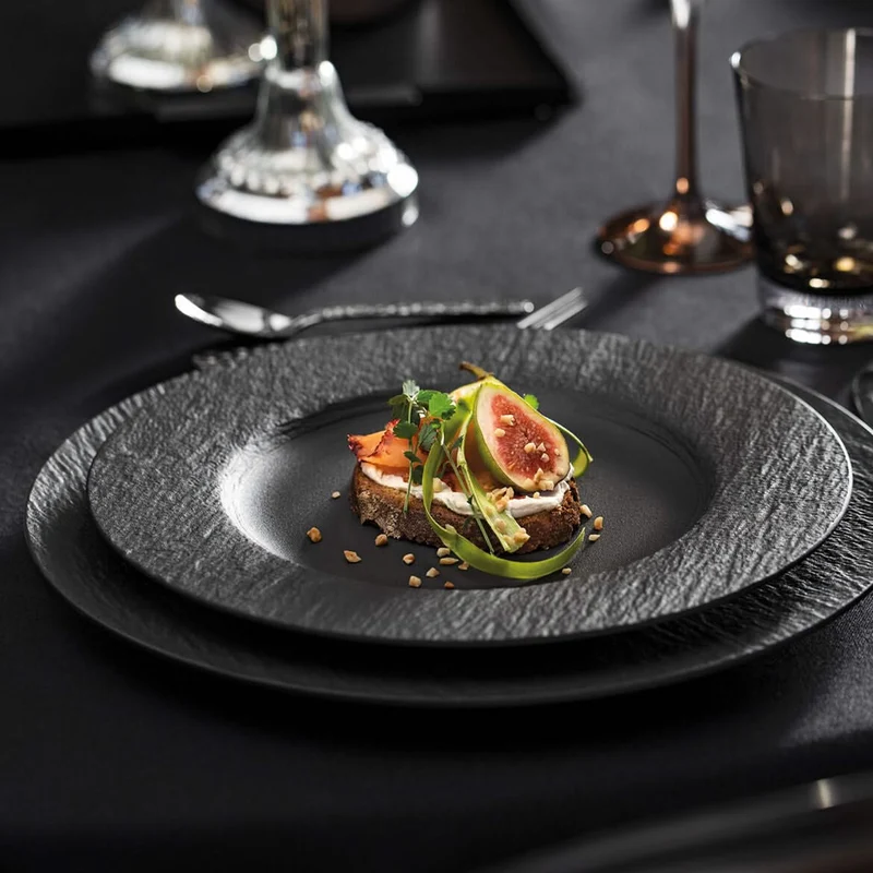 Villeroy & Boch Geschirrset Manufacture Rock - Schwarz - 12-teilig