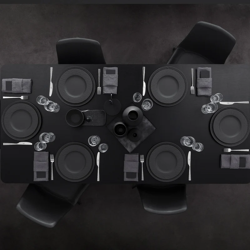 Villeroy & Boch Geschirrset Manufacture Rock - Schwarz - 12-teilig