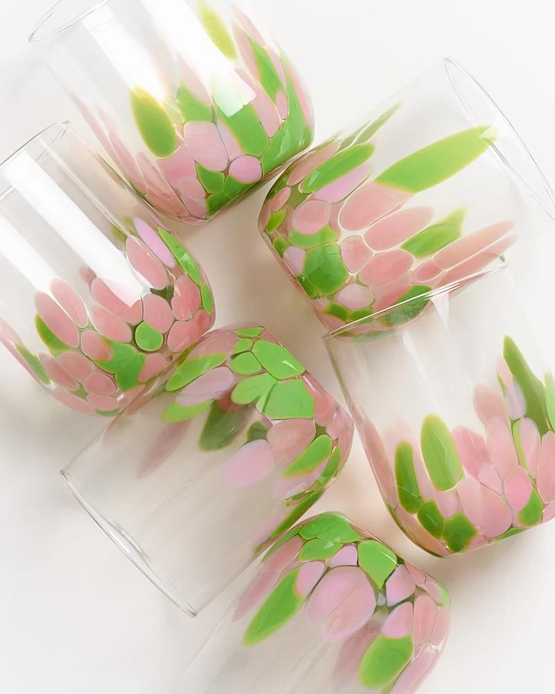 Alegria Glas groß rosa grün 6er-Set
