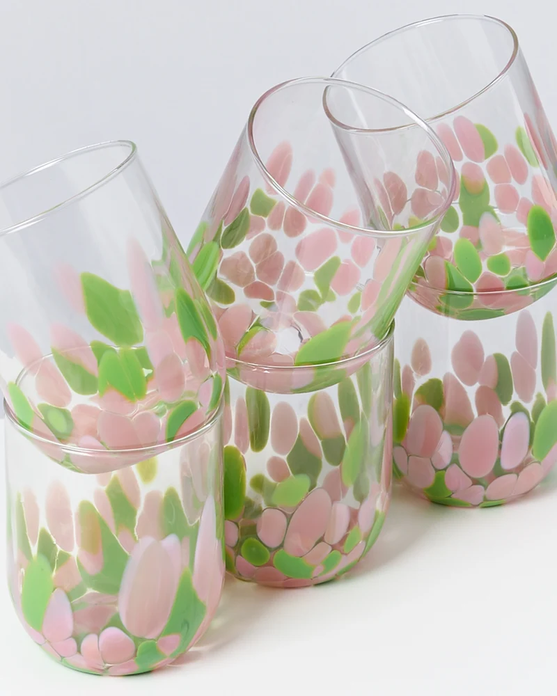 Alegria Glas groß rosa grün 6er-Set