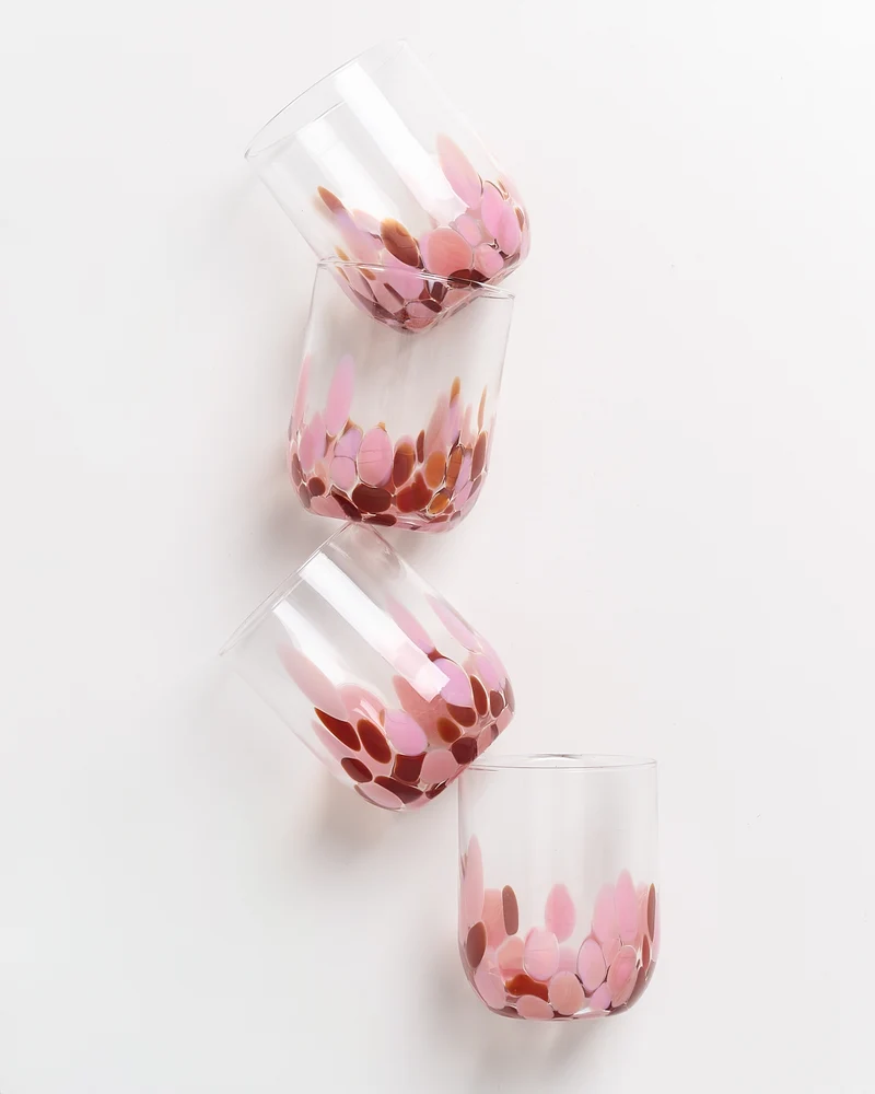 Alegria Glas groß bernstein rosa 4er-Set