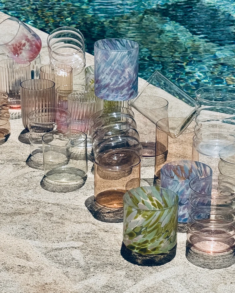 Joia Glas klein drops grün rosa