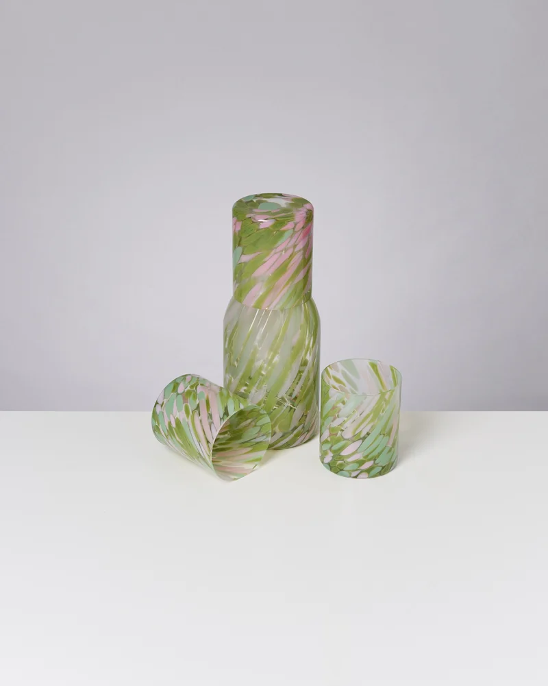 Joia Glas groß drops grün rosa