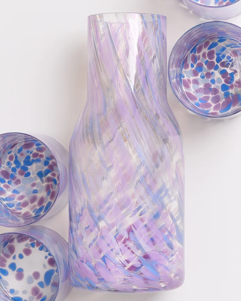 Joia Glas groß drops blau lila 5er-Set