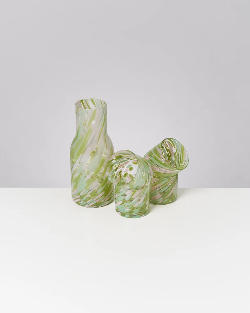 Joia Glas klein drops grün rosa 5er-Set
