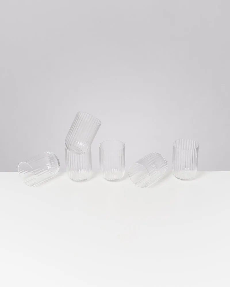 Joia Glas klein riffled transparent 6er-Set