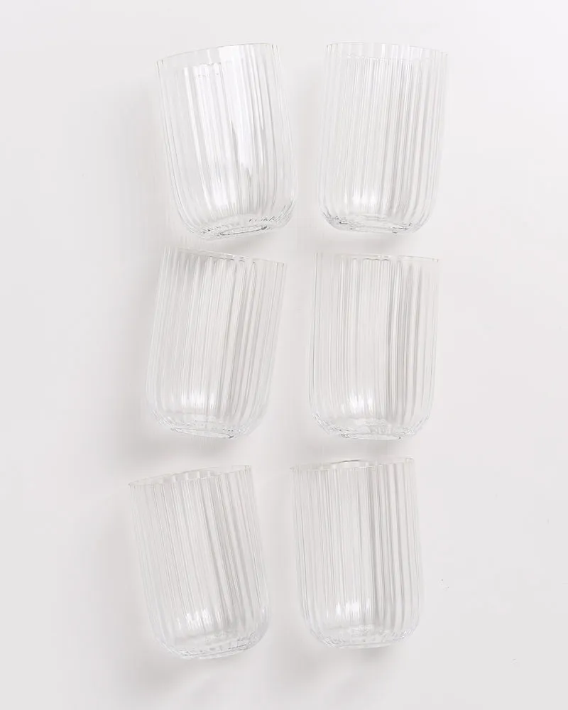 Joia Glas klein riffled transparent 6er-Set