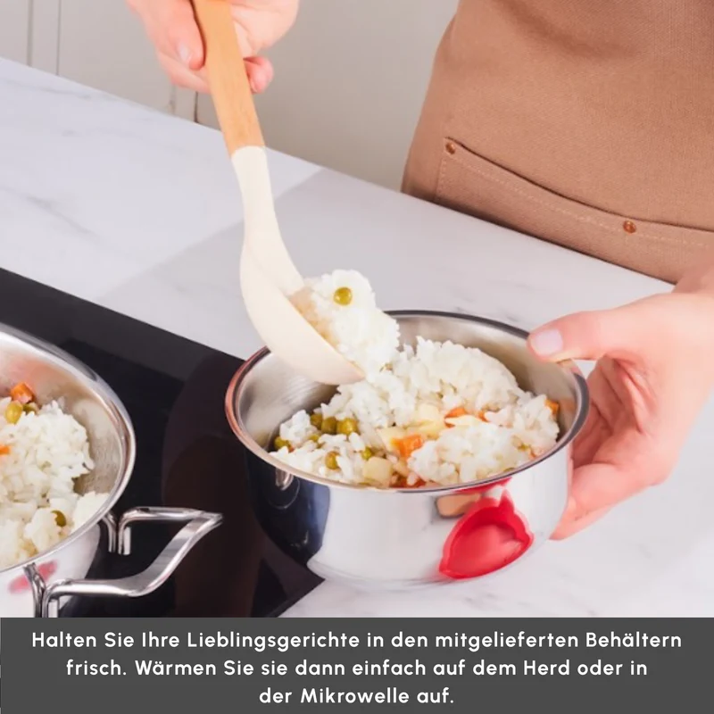 Karaca Induktions Stahl Kochgeschirr Set mit Gratis Vorratsbehälter, 13 Teilig