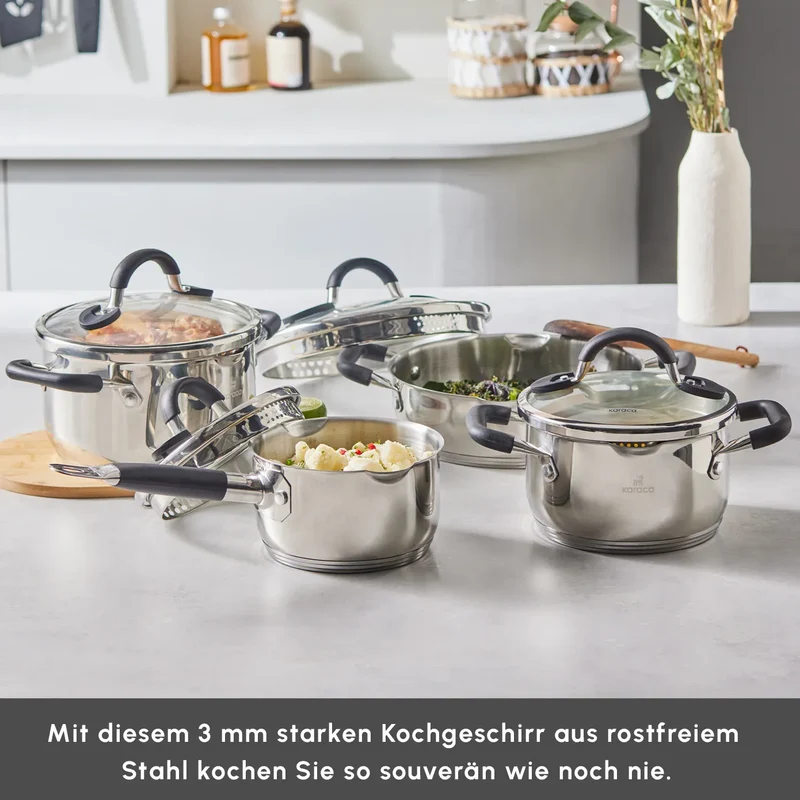 Karaca Kaarl Edelstahl-Induktions-Kochtopfset, 8-teilig