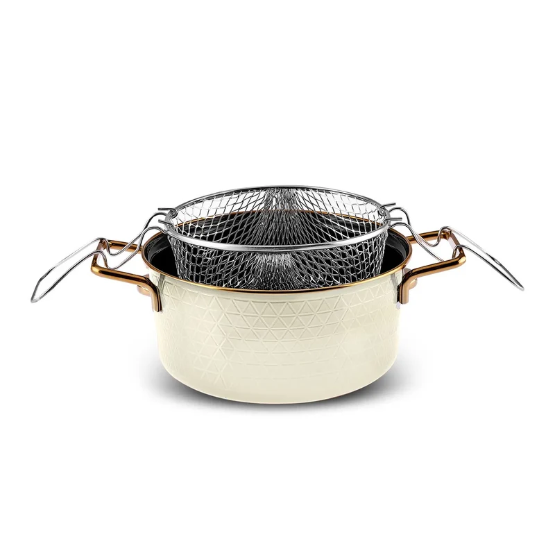 Karaca Kristall emailliert Granit Induktion Basis Dowry Kochtopf Set Creme, 16 teilig