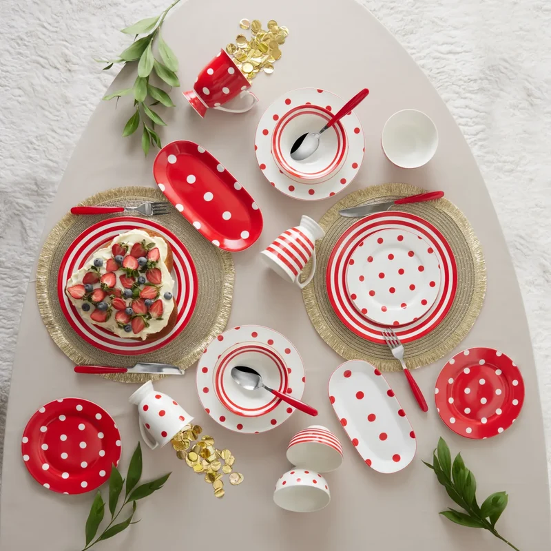 Karaca Polka Dot Porzellan gestreift Snack Schüssel 11 cm