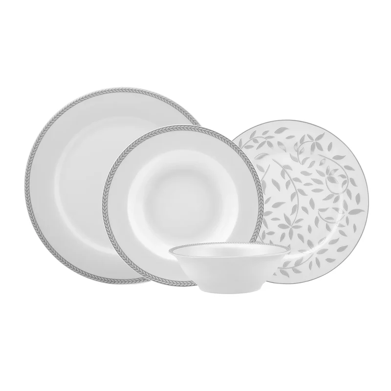 Karaca Roseanne Platin 24 Teile 6 Personen Porzellan-Geschirrset