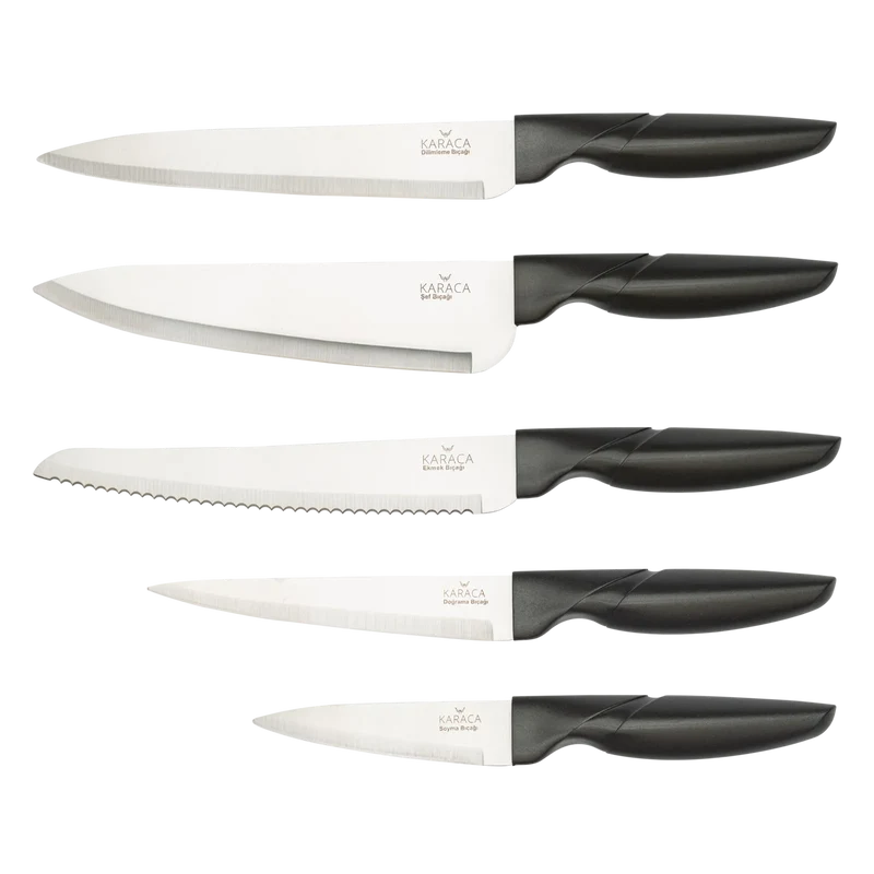 Karaca Retro Anthrazit Messer-Set, 6- teilig