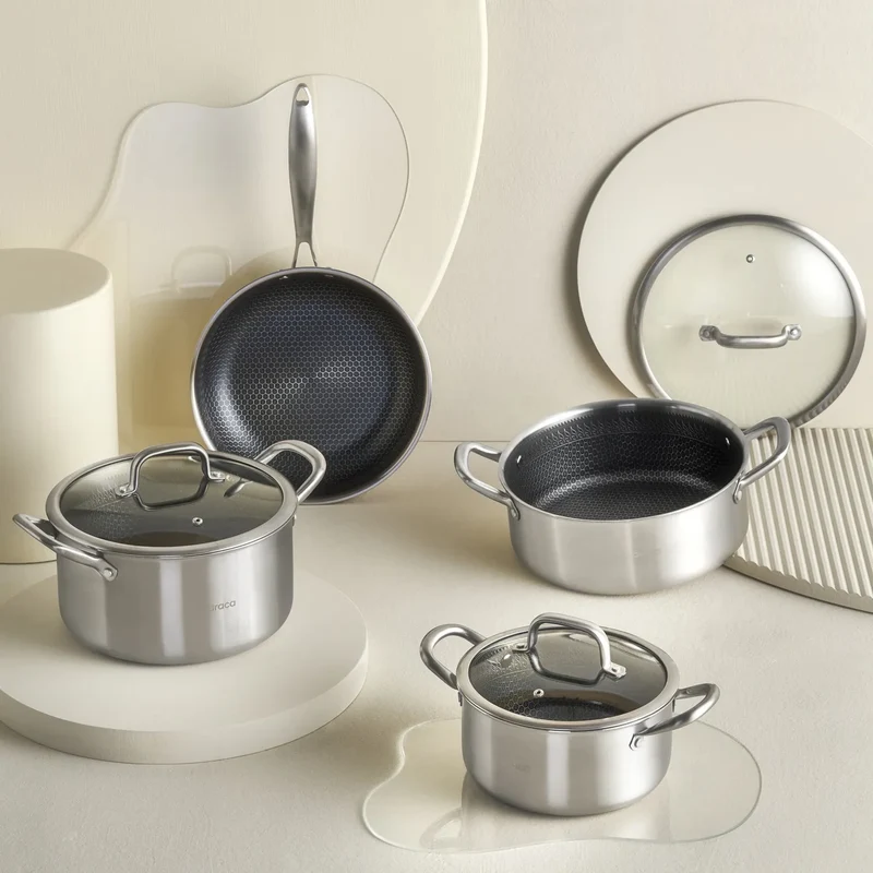 Karaca PowerSteel 316+ Stahl Kochtopfset, 7-teilig