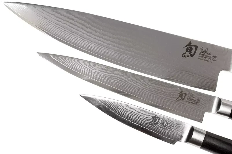 Kai Shun Classic Messerset – 32 Lagen Damaststahl – (Büromesser + Universalmesser + Kochmesser) 3-teilig – DMS-300