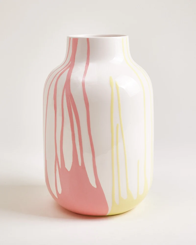 Nuno Vase L drip gelb rosa