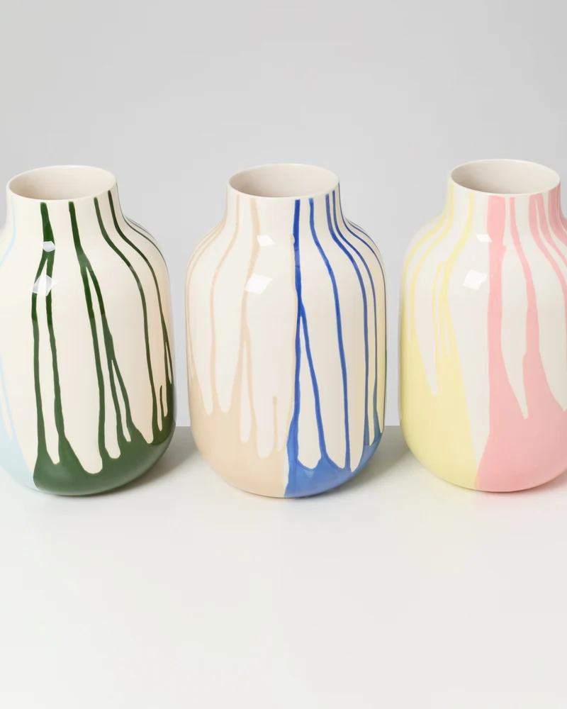 Nuno Vase L drip gelb rosa
