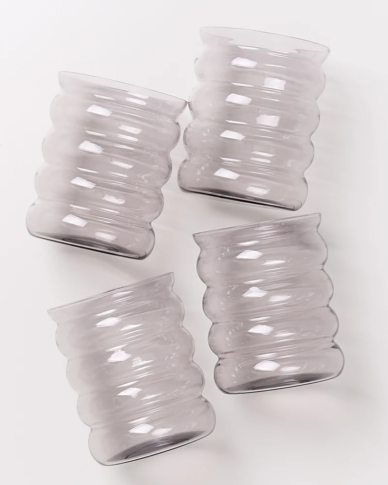 Joia Glas groß bubble grau 4er-Set