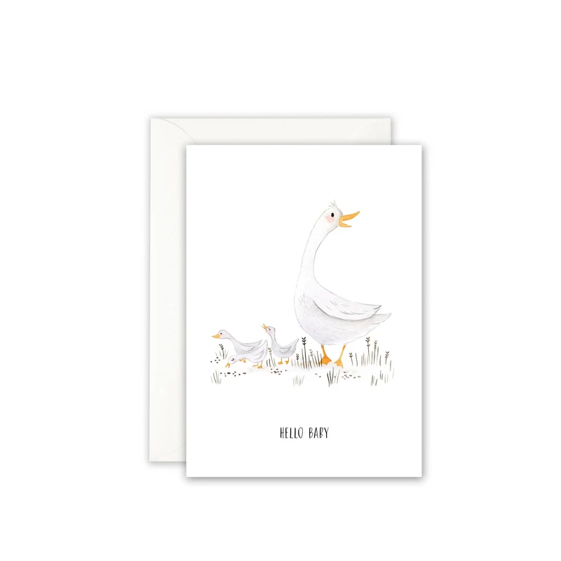 Grußkarte · Hello baby | Gans