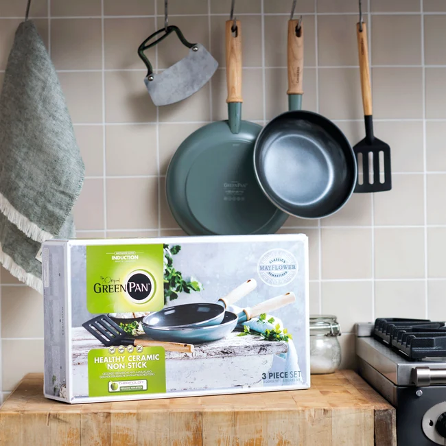 GreenPan Bratpfannenset mit Spatel - Mayflower - ø 20 & 24 cm - keramische Antihaftbeschichtung