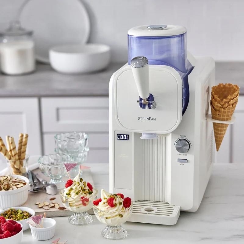 GreenPan Eismaschine Frost - Weiß - Softeis, Speiseeis, Slushies, Milkshakes & Smoothies - 1.8 Liter