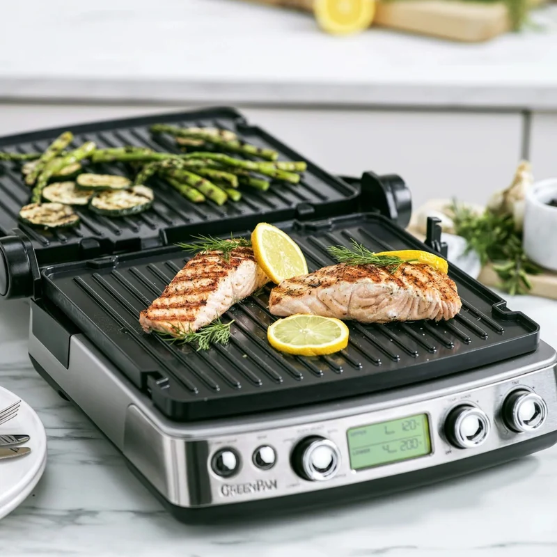GreenPan Kontaktgrill - Edelstahl - Keramische Antihaftbeschichtung