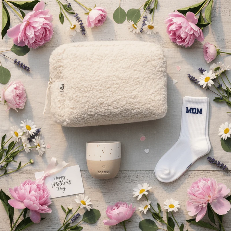 Geschenkset „Kleine Auszeit" – Kosmetiktasche, Mama-Becher & Socken