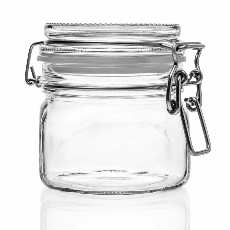 Drahtbügelglas 314 ml - Vierkant mit weißem Gummiring